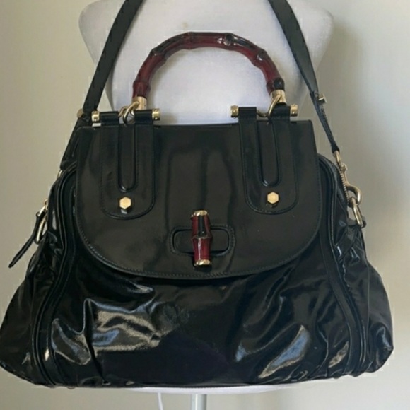 GUCCI POP DIALUX BAMBOO HANDBAG - Picture 2 of 15